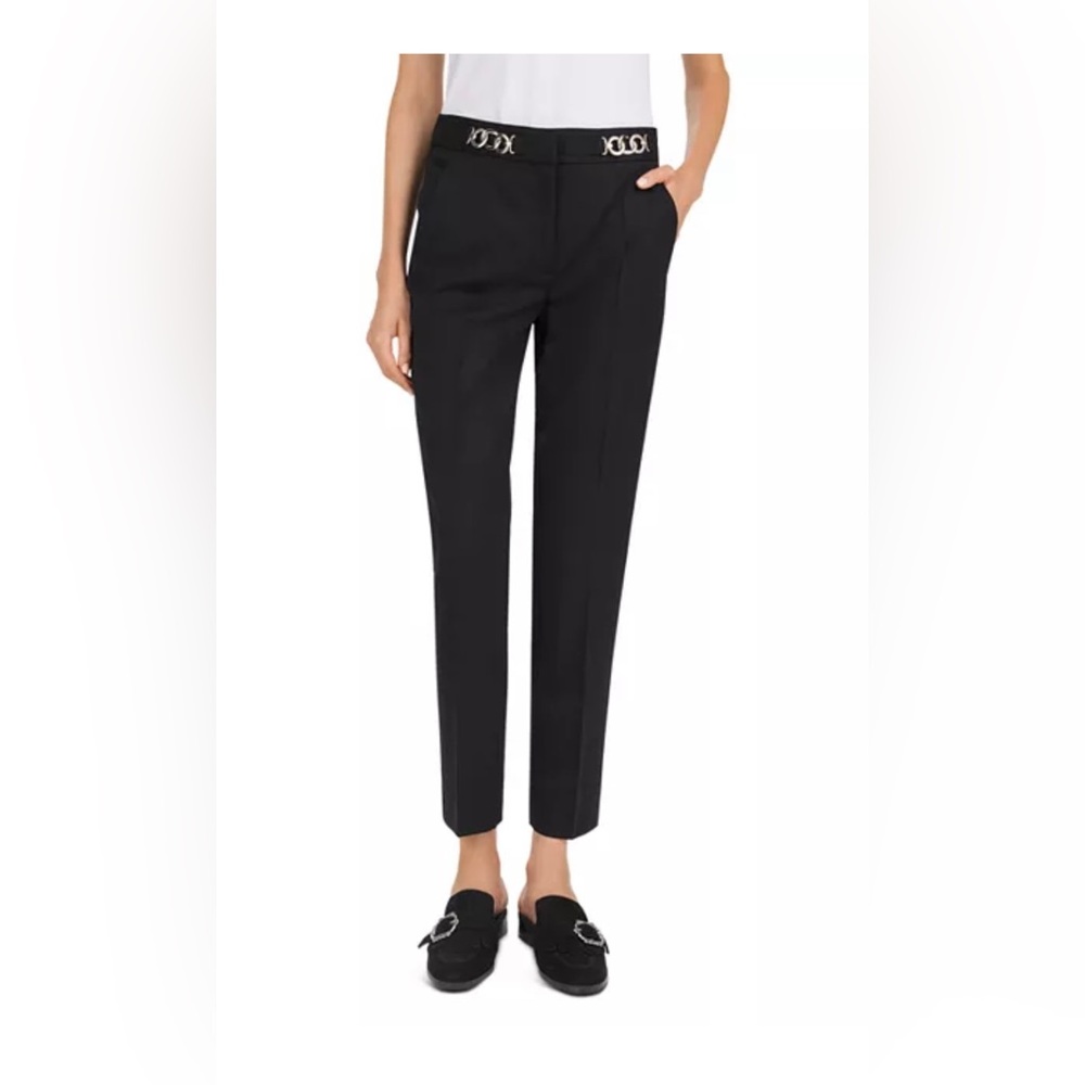 The Kooples cropped wool pants with chain detail